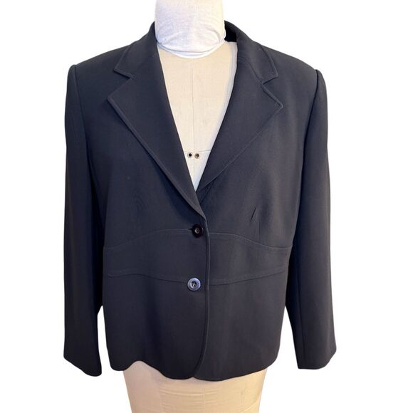 Talbots Blazer Plus Sz.14W Petite Set In Waist Career Professional Black - Picture 1 of 6